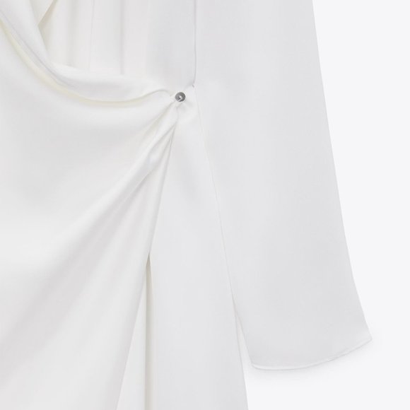Zara Satin Effect Shoulder Pad Dress - Picture 5 of 6